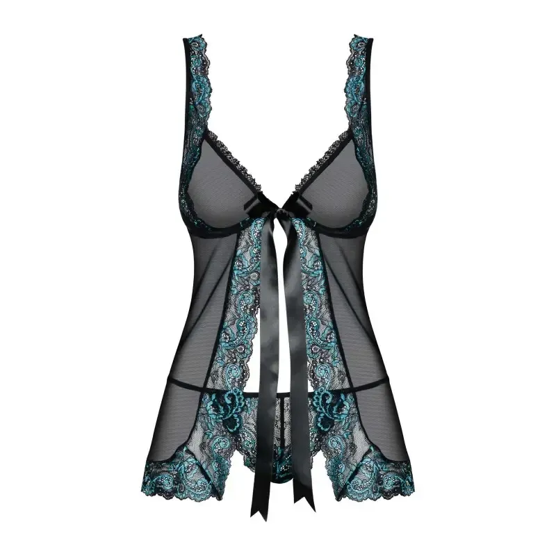 Babydoll Amanta noir et turquoise