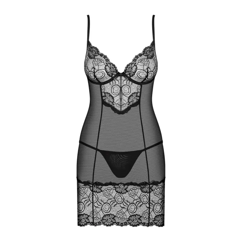Nuisette transparente de couleur noire modèle Alluria