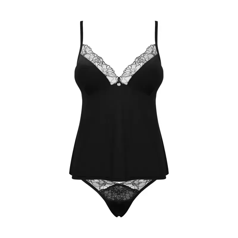 Ensemble lingerie top et culotte Bella rou noir