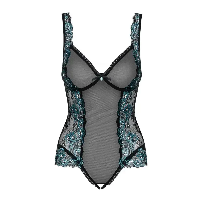 Body femme noir et turquoise Amanta