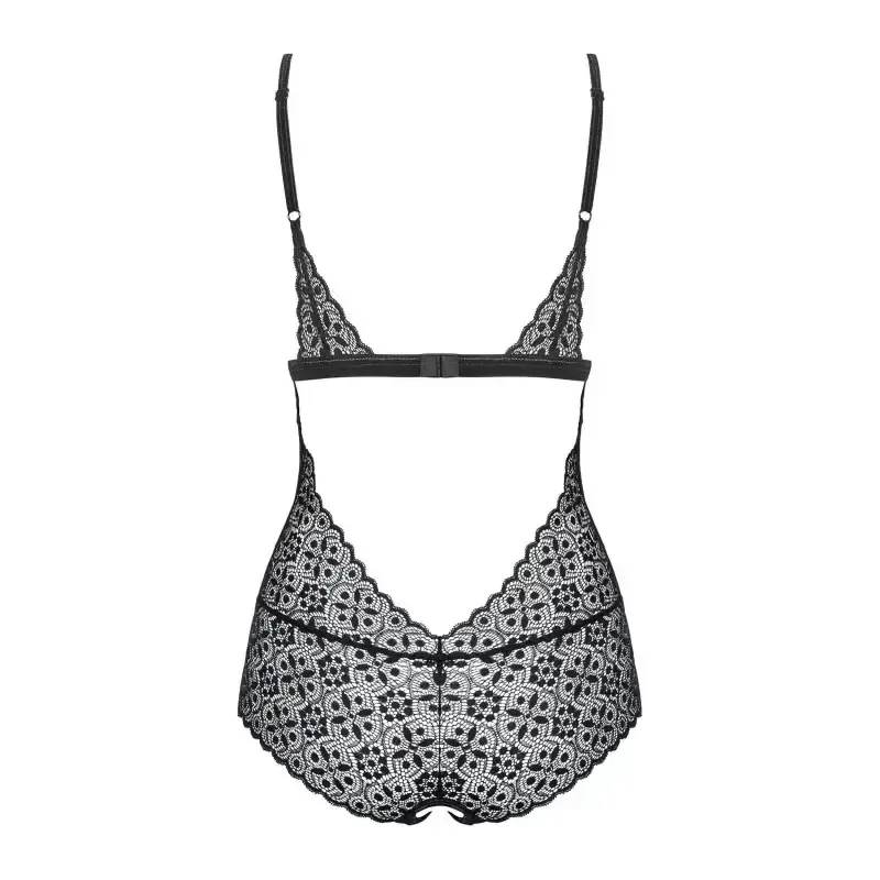Body transparent noir pour femme Shibu