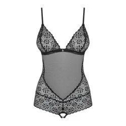 Body transparent noir pour femme Shibu