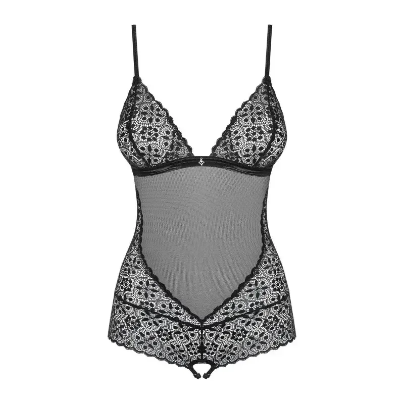 Body transparent noir pour femme Shibu
