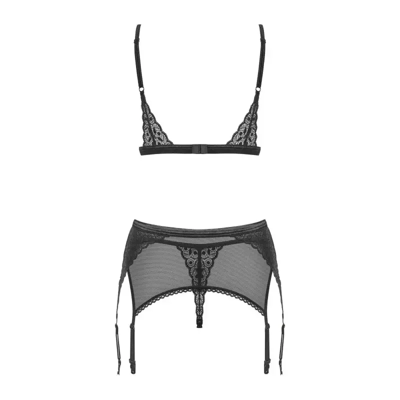 Ensemble lingerie 3 pièeces noir Shibu avec bijoux