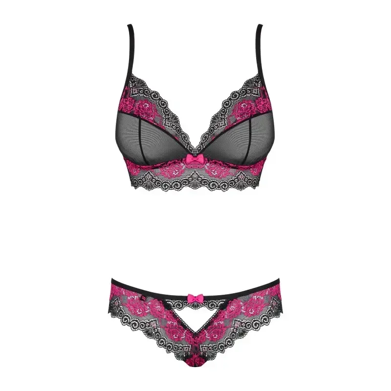 Ensemble lingerie 2 pièces noir fuchsia Tulia