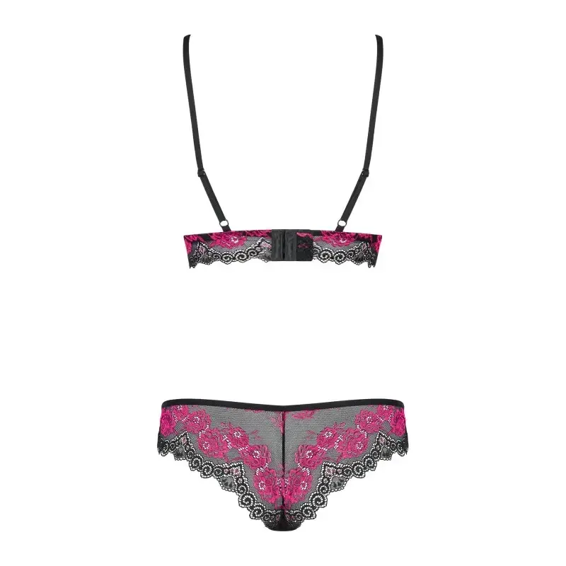 Ensemble lingerie 2 pièces noir fuchsia Tulia